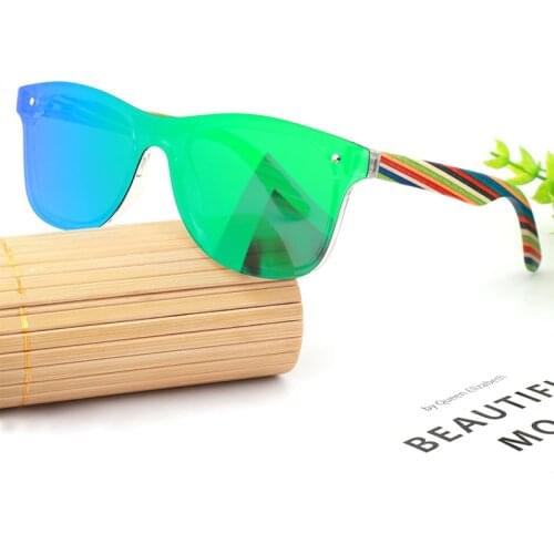 Brand Designer Rimless Mirrored Square Sun Glasses For Women/Men Sunglasses Wooden beach Eyewear in gifts Handmade Wood Glasses