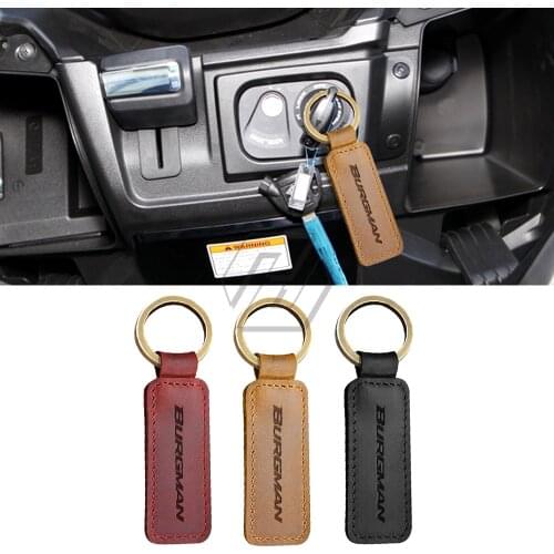 For Suzuki Burgman 200 400 ABS Scooter Motorcycle Cowhide Keychain Key Ring
