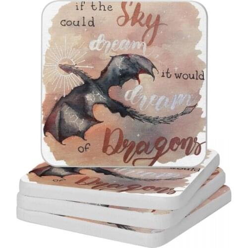 If The Sky Could Dream It Would Dream Of Dragons Diatomite Square Round Coaster Eco-friendly Cup Bonsai Mat Soap Pad Diameter 10