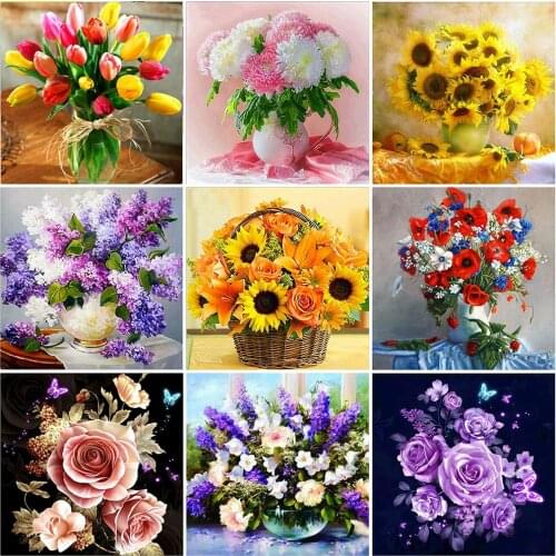 EverShine Diamond Painting Full Square Flower 5D Diamond Embroidery Sunflower Picture Rose Mosaic Rhinestone Home Decor