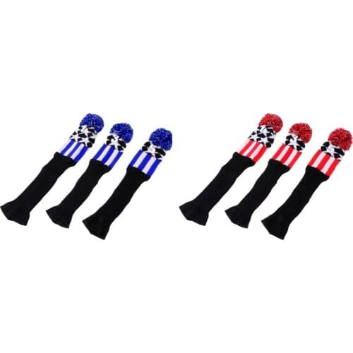 3Pcs Golf Club Knitted Headcovers Head Covers Vintange Pom Pom Knit Socks Covers 1-3-5 for Driver & Fairway Woods