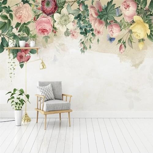 Custom Wall Mural Papel De Parede 3D Hand Painted Floral Flowers Living Room Bedroom Sofa TV Background Wall Painting Wallpaper