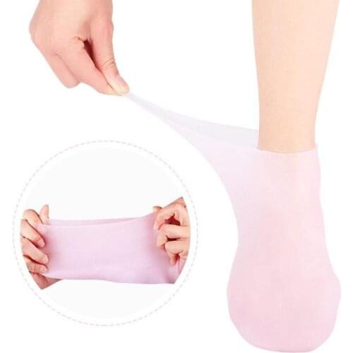 1pair Acetate Fiber Soft Moisturzing Socks For Foot Care Relieve Dry Cracked Peeling Heels Shoes Protective Socks For Heel