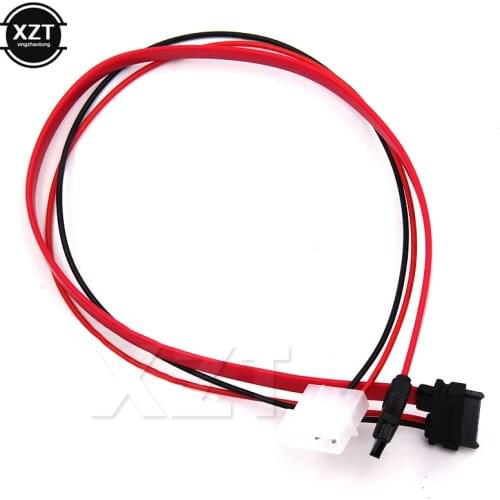 Newest 1pcs SATA 7 + 6 13 pin data cable Slimline Cable Molex Slim SATA 7pin Molex 4pin Power cable hard drive cable high quali