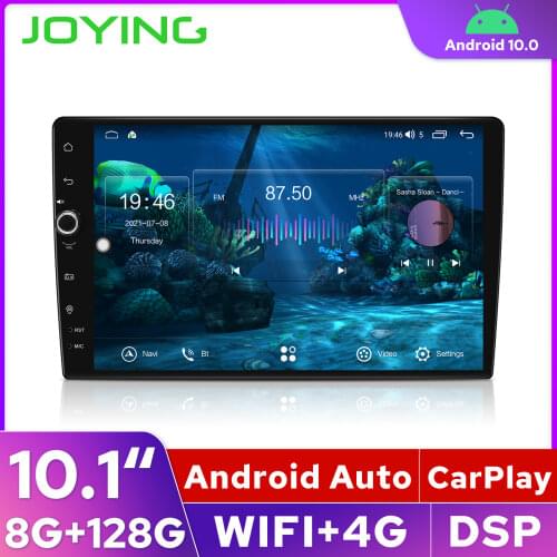 Joying 1 din 10.1” Car Radio IPS 2.5D 1280*720 Carplay Android Auto Optical Output SPDIF DSP Bluetooth modulo de som automotivo