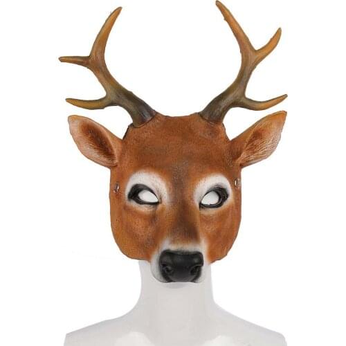 New Halloween Carnival Party Masquerade Props PU Foam Half Face Animal Mask Creative Cosplay Props Children Adult Cute Deer Mask