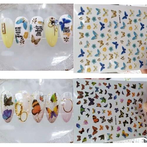 New arrived Fashion Decals Nail Art Stickers colorful 2 style butterfly Nails Sticker Decorations Manicure Z0225