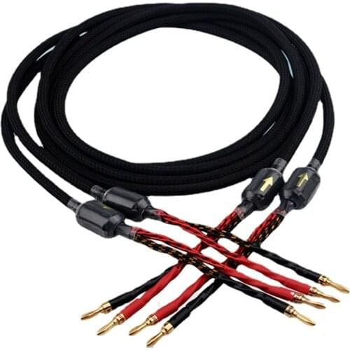 Pair 4N Oxygen-free Copper (OCC) Hifi Audio Speaker Cable Power Amplifier Decoder Cable