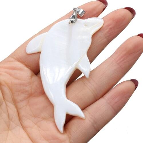 Natural Shell Pendants dolphin Shape Mother of Pearl Abalone Shell Exquisite charms For jewelry making DIY Necklace accessories