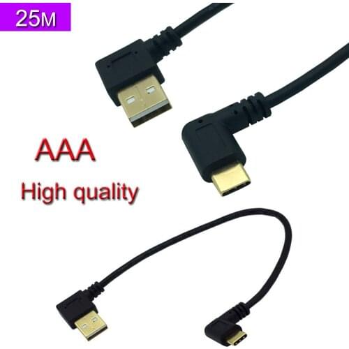 GOLD Plated Right Angle USB2.0 (Type-A) Male to USB3.1 (Type-C)Male Right & Right Angle USB Data Sync & Charge Cable Connector