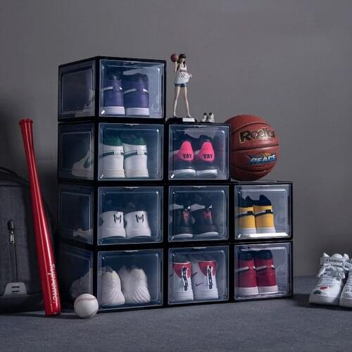 Transparent Shoes Storage Box Sneaker Thicken Organizer Plastic Collection Sundries Cabinet Dustproof Removable Sneaker Box