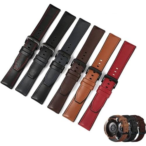 20mm 22mm Silicone Leather Strap for Samsung Galaxy Watch 42/46mm Active 2 S2 S3 Quick Release Band Bracelet for Huawei Garmin