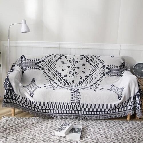 Bohemian Geometric Blankets For Bed Sofa Throw Blanket Printed Knitted Blanket With Tassel Tapestry Bedspread Home Decor