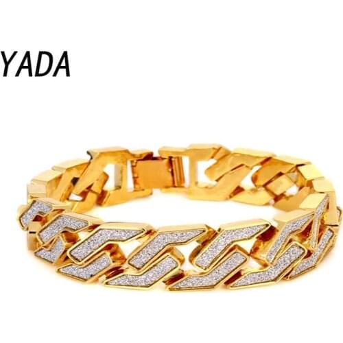 YADA Gold Color Hiphop/Rock Simple Geometry Bracelets&Bangles For Women Punk Bracelets Charm Crystal Jewelry Bracelet BT210031