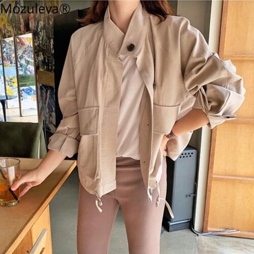 Mozuleva New 2021 Spring Summer Womens Jacket Casual Pockets Fashionable Cargo Outerwear Cotton Short Tops Tooling Jacket