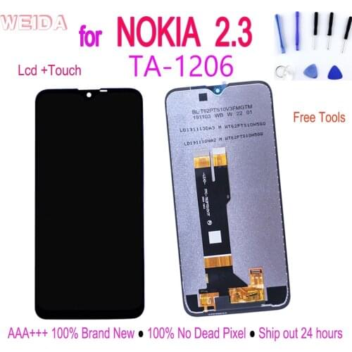 New 6.2" For NOKIA 2.3 TA-1206 LCD Display Touch Screen Digitizer Assembly for NOKIA TA-1206 with Free Tools 2019 No Dead Pixel