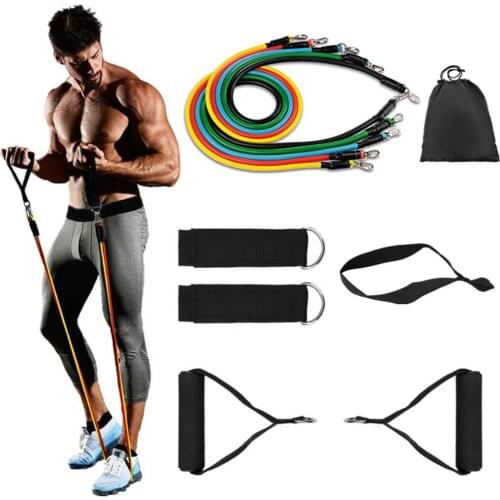 11Pcs Resistance Bands Yoga Pilates Crossfit Fitness Equipment Elastic Pull Rope Yoga Band Strap Workout Latex Tube Set