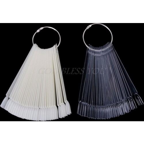 12.5cm 30Pcs False Nail Art Tips Nail Polish Display Nails Art Palette Color Chart With Ring Clear/ White Drop Shipping