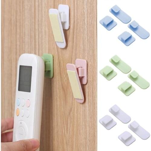 2Pcs Strong Plastic Hooks Sticky Set TV Air Conditioner Remote Control Hanger Kitchen Bathroom Control Key Hook Up