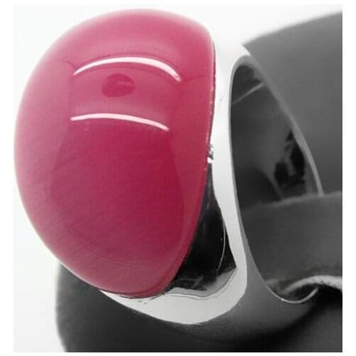 20 * 26mm Fairly Natural Fuchsia Opal Cat Eye 925 Silver Ring Size 7/8/9/10 and birthday gift
