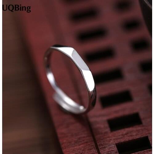 2019 New Arrival Rhombus Plain Silver Adjustale 925 Silver Rings For Women Party Gift Anel Prata Sale