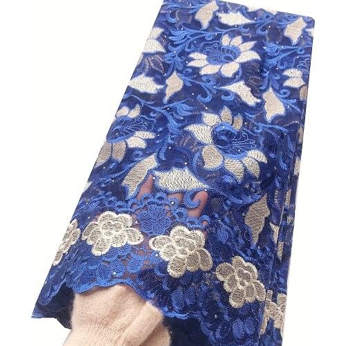 2020 High Quality African Red Tulle Lace Fabric with Stones Royal Blue Net Lace Fabric 2019 Nigerian Luxury French Lace Fabrics