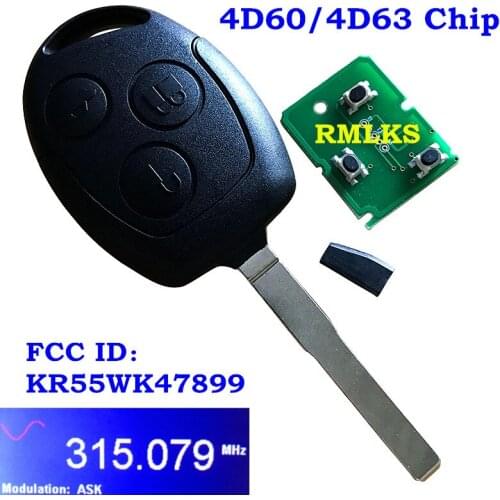 3 Button Keyless Entry 315MHz 433MHz Remote Key Fob ID63 ID83 Chip Replacement Fit For Ford Fiesta Mondeo Uncut HU101 Blade