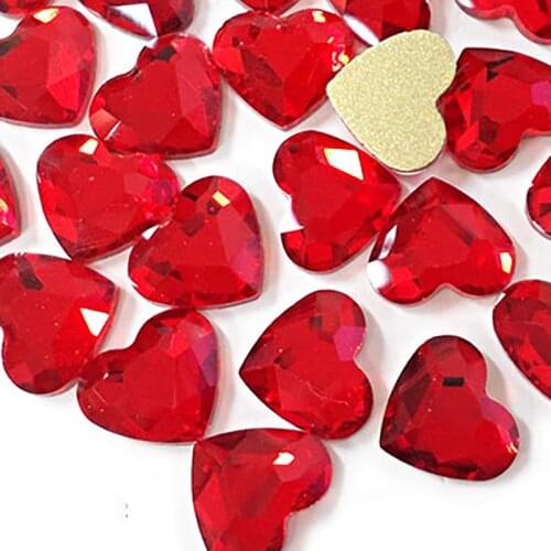 50pcs Heart Mulitcolor Acrylic Crystal Nail Art Rhinestones 5.5*6mm Nail Art Flatback Crystal AB Non Hot Fix Rhinestones HC21