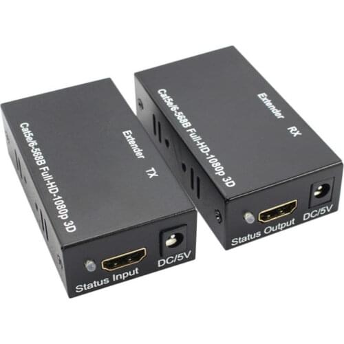 HDMI-compatible Extender Cat5e Cat 6 Ethernet IP TCP signal HDMI to Lan Converter 1080p 3D HDMI Transmitter Receiver TX RX 60M