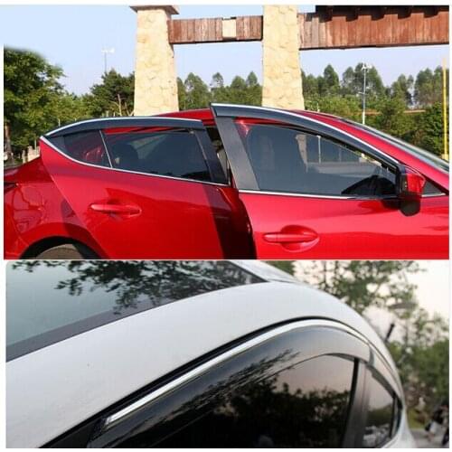 ACCESSORIES FIT FOR MAZDA 3 AXELA SEDAN 2014 2015 2016 SIDE WINDOW RAIN DEFLECTORS GUARD VISOR WEATHERSHIELDS DOOR SHADE