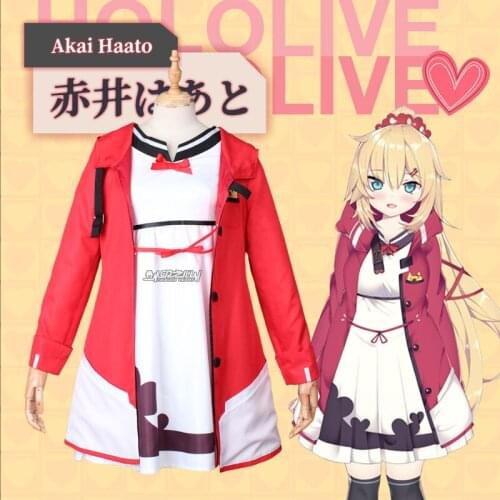 Anime Hololive VTuber Akai Haato Daily Lolita Uniform Party Dress Outfit Cosplay Costume Halloween Women Free Shipping 2021 New