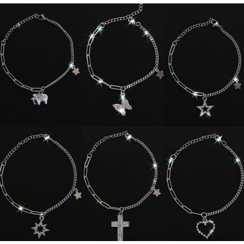 20Pcs/lot Retro Love Heart Butterfly Stainless Steel Bracelets For Women Men Mix Style Fashion Bangles Jewelry