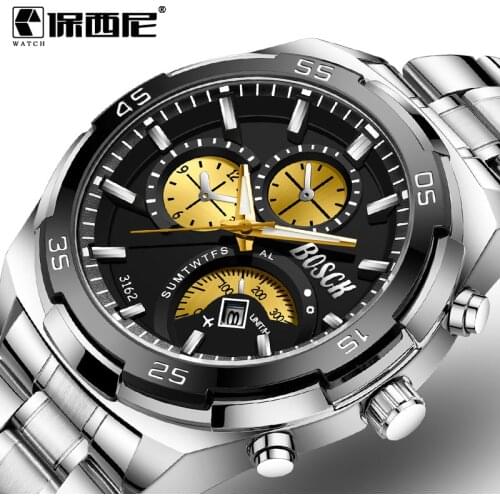 Men Watches Luxury Brand Sport Quartz Watch Men Chronograph Waterproof WristWatch Stainless Steel Date Clock Relogio Masculino