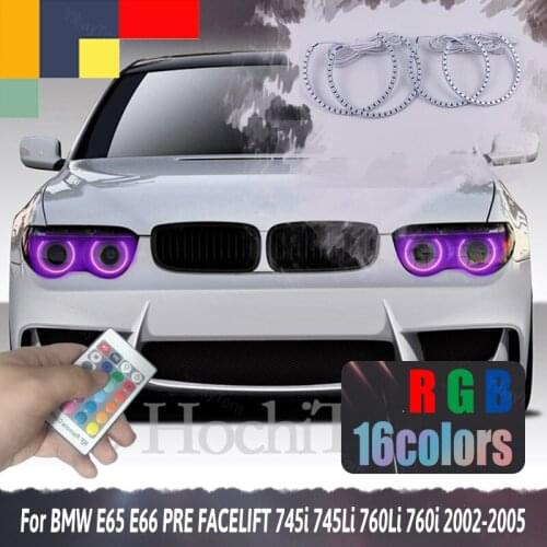 RGB Angel Eyes for BMW E65 E66 PRE FACELIFT 745i 745Li 760Li 760i 2002-2005 LED Halo Running Lights Car Accessories Tuning DIY