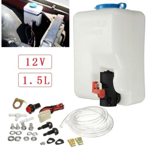 For Car Wash & Maintenance 1 Set 12V 1.5L Universal Windshield Washer Reservoir Windscreen Washer Cleaner Bottle Kit