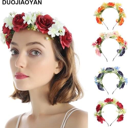 DUOJIAOYAN New boho style girls fashion handmade rose hair accessories can be customized wedding girls headband
