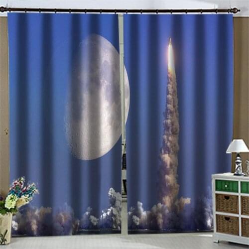 Photo 3D Curtains for Living Room Window blue moon curtains 3D Window Curtains For Living Room Bedroom