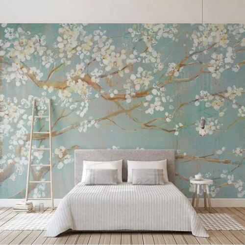 Photo Wallpaper 3D Hand-painted Oil Painting Cherry Blossoms Flowers Murals Living Room Bedding Room Home Decor Papel De Parede