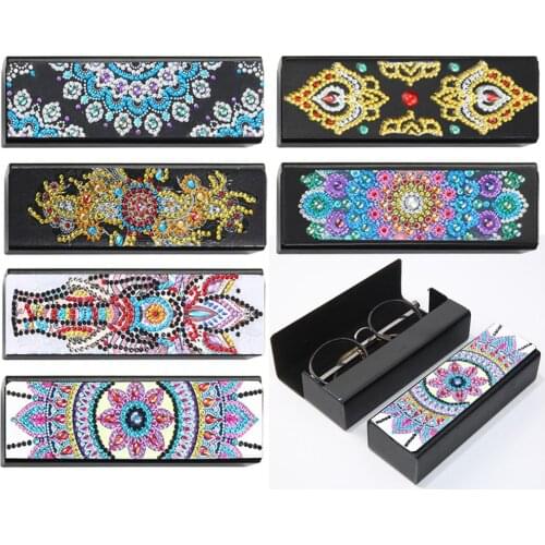 DIY Diamond Painting Eye Glasses Storage Box Travel Leather Sunglasses Case Special Shaped Diamond Storarage Box
