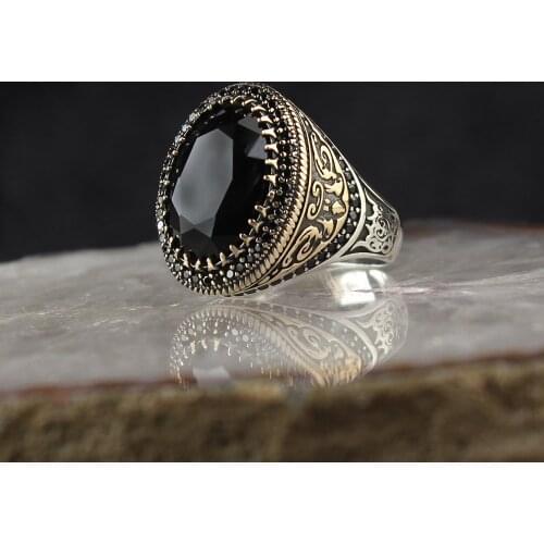 Real Sterling Silver Ring with Natural Zircon or Topaz Stone Silver Women Ring Silver Men Ring Gifts for Men Birthday Gifts