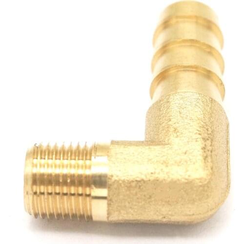 1/8" NPT Male x 3/8" Hose Barb Tail Elbow Brass Fuel Fitting Connector Adapter