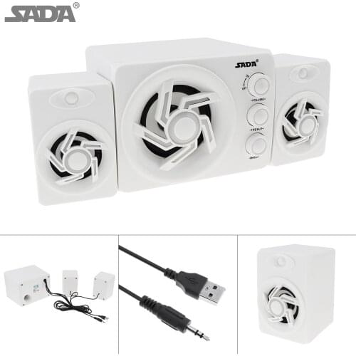 Mini White 3W ABS Subwoofer PC Speaker Portable Music USB Computer Speaker Luminescent Multicolor Lamp for Desktop TV PC Phone