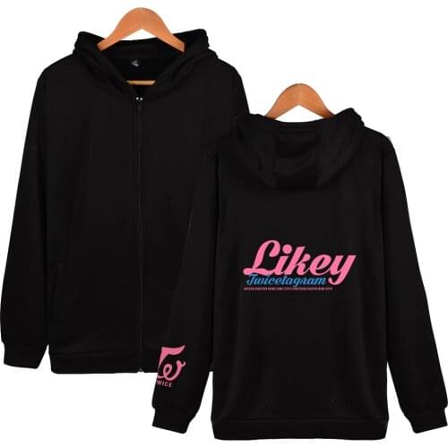 Fashion kpop TWICE printed sport hip hop couple men women zipper Hoodie Sweatshirts casual hooded long sleeve hoodies jacket top