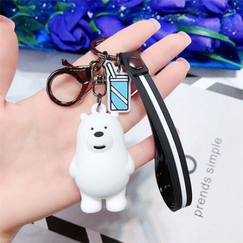 Cartoon Anime Cute Three Animal Bears Doll Keychains Women Car Bag Pendant Belt Trinkets Key Chains Party Gift Supplies