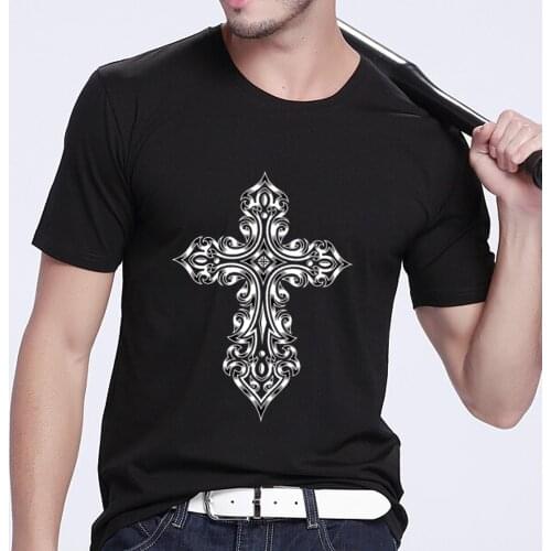 Summer Men T-shirts High Quality Black Print Tops Gothic Style Skulls Pattern Mans Tee Fashion Street Short Sleeve Male Clothes