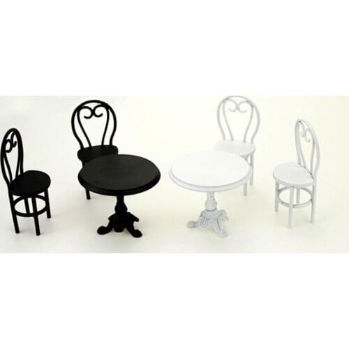 3Pcs 1/12 Doll House Miniature Metal Dining Table Chair Set Simulation Furniture Model for Mini Decoration Dollhouse Accessories