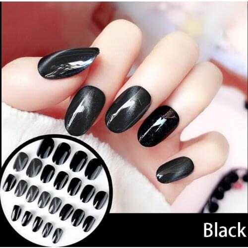 24pcs Cat Eyes Light Six Colors Detachable False Nail Artificial Tips Set Full Cover Nail Art Short Decoration Nail Extension