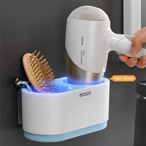 Wall Mounted Hair Dryer Holder Bathroom Finishing Self-Adhesive Blower Storage Rack Nailless Punch-free Supplies Shelf Organizer