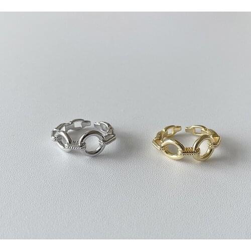 2021 New Fold Wear Golden Round Chain Ring for Woman and Man Geometric Joining Together Leisure Ring Open To Adjust Jewelry