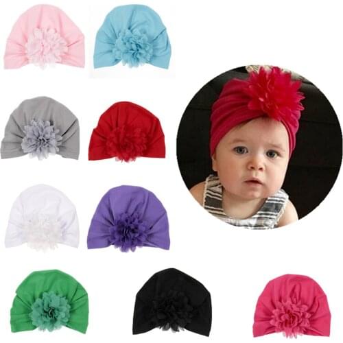 New Designed Cute Children Cap Pointed Flower Hat Cotton Soft Turban Knot Girl Grid Flower Kid Cap Photography Props Accessories